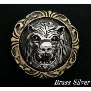 画像: ライオンコンチョ Brass×Silver925　直径　24mm