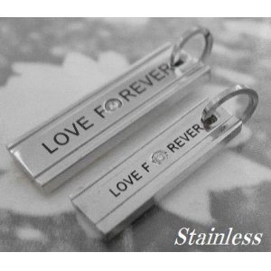 画像: LOVE FOREVER印字プレート　ステンレスペアペンダント