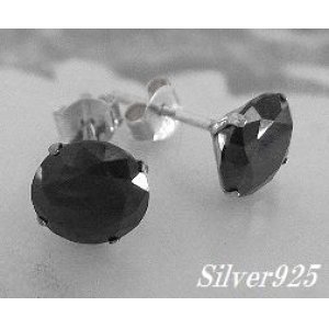 画像: シルバーピアス　ブラックジルコニア8mm