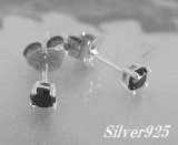 画像: シルバーピアス　ブラックジルコニア3mm