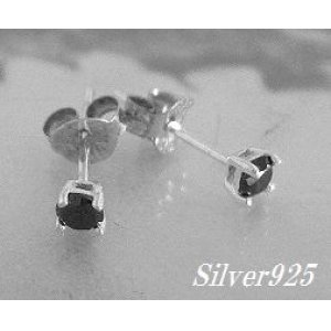 画像: シルバーピアス　ブラックジルコニア3mm