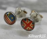 画像: シルバーピアス　国旗[イギリス＆マレーシア]