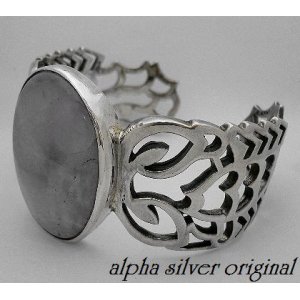 画像: 【alpha silver】サイドスコーピオン天然石アメジストバングル