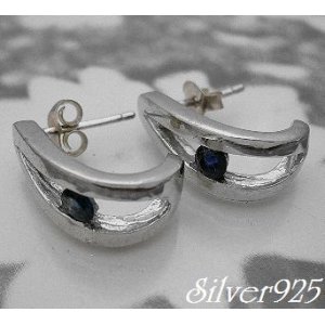 画像: シルバーピアス　ＣＺサファイア